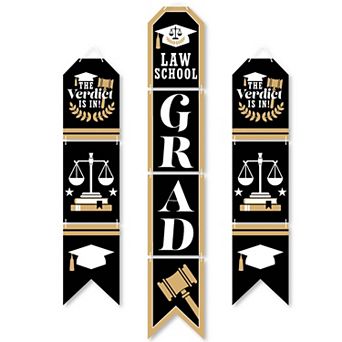 Big Dot of Happiness Law School Grad - Hanging Vertical Door Banner - 3 ct