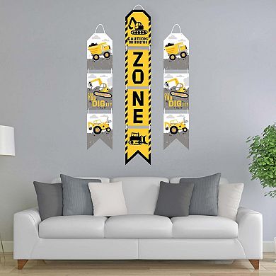 Big Dot of Happiness Dig It - Construction Party Zone - Hanging Vertical Door Banner - 3 ct
