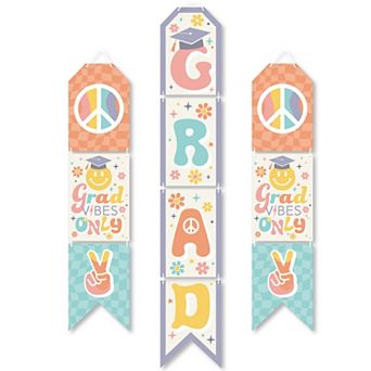 Big Dot of Happiness Groovy Grad - Hanging Vertical Door Banner - 3 ct