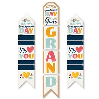 Big Dot of Happiness Happy Grandparents Day - Hanging Vertical Door Banner - 3 ct