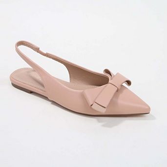 Cinnamon Slingback Flats with Asymmetrical Bow
