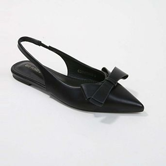 Cinnamon Slingback Flats with Asymmetrical Bow