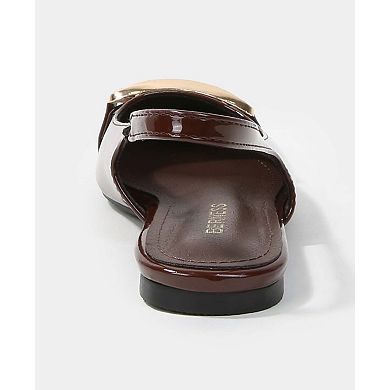 Berness Caeli Slingback Flats with Gold Tone Buckle