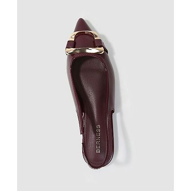 Berness Caeli Slingback Flats with Gold Tone Buckle