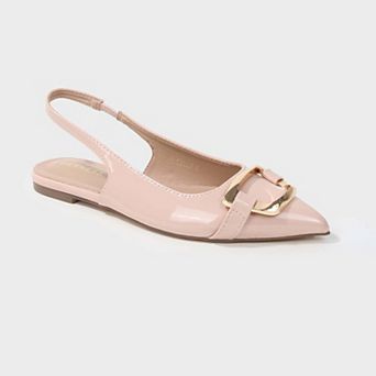 Caeli Slingback Flats with Gold Tone Buckle