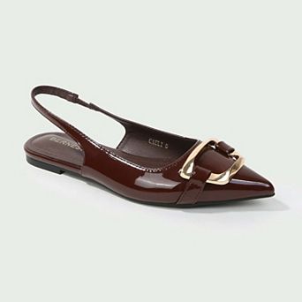 Caeli Slingback Flats with Gold Tone Buckle