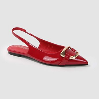Caeli Slingback Flats with Gold Tone Buckle