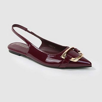 Caeli Slingback Flats with Gold Tone Buckle