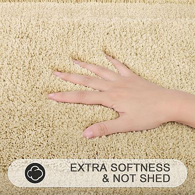 Microfiber Small Bathroom Rugs Set of 3 Piece with Toilet Lid Cover, Non Slip Super Soft