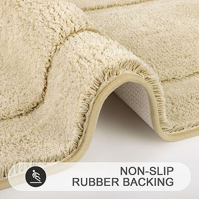 Microfiber Small Bathroom Rugs Set of 3 Piece with Toilet Lid Cover, Non Slip Super Soft