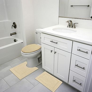 Microfiber Small Bathroom Rugs Set of 3 Piece with Toilet Lid Cover, Non Slip Super Soft
