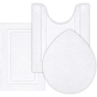 Microfiber Small Bathroom Rugs Set of 3 pc with Toilet Lid Cover, Non Slip Super Soft