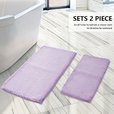 Bathroom Rugs Sets 2 Piece, Extra Soft Chenille Bath Mat Absorbent Bathroom Rug