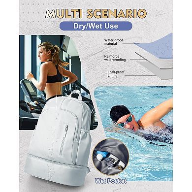Lightweight Gym Backpack with Shoe Compartment and Wet Pocket