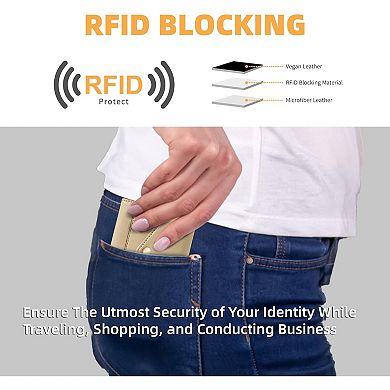 Small Women's RFID Wallet: Compact, 9 Card Slots, Coin Pocket