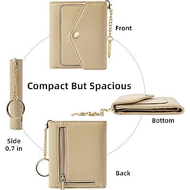 Small Women's RFID Wallet: Compact, 9 Card Slots, Coin Pocket