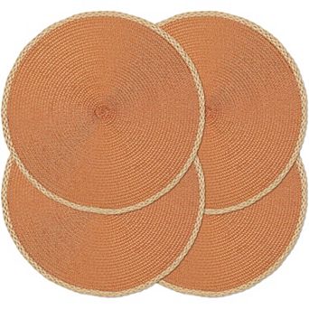 Round Placemats Set of 6, 15 Inch Braided Hand Woven Table Mats, Heat Resistant Non-Slip