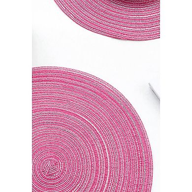 4 Pcs 15 Inch Braided Placemats , Washable Heat Resistant Cotton Polyester Circle Place Mats