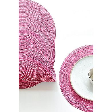 4 Pcs 15 Inch Braided Placemats , Washable Heat Resistant Cotton Polyester Circle Place Mats