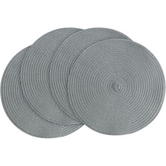 4 pc 15 Inch Braided Placemats , Washable Heat Resistant Cotton Polyester Circle Place Mats