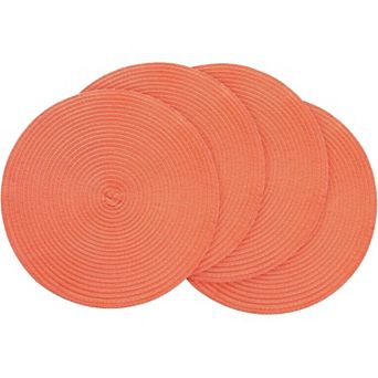 4 pc 15 Inch Braided Placemats , Washable Heat Resistant Cotton Polyester Circle Place Mats
