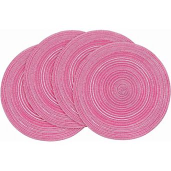 4 pc 15 Inch Braided Placemats , Washable Heat Resistant Cotton Polyester Circle Place Mats