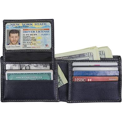 Men's RFID-Blocking Leather Wallet with Removable ID Holder