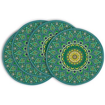 Mandala Round Placemats Set of 4,14 Inch Seasonal Spring Farmhouse Table Mats