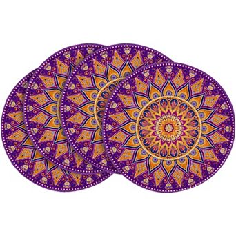 Mandala Round Placemats Set of 4,14 Inch Seasonal Spring Farmhouse Table Mats