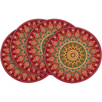 Mandala Round Placemats Set of 4,14 Inch Seasonal Spring Farmhouse Table Mats