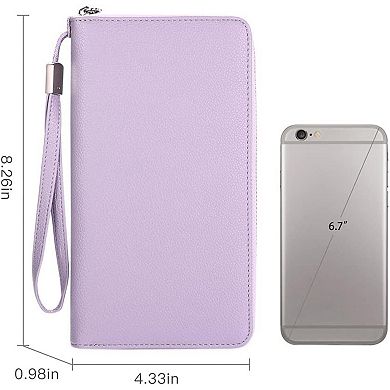 PU Leather RFID Blocking Wallet with 16 Card Slots & Wristlet