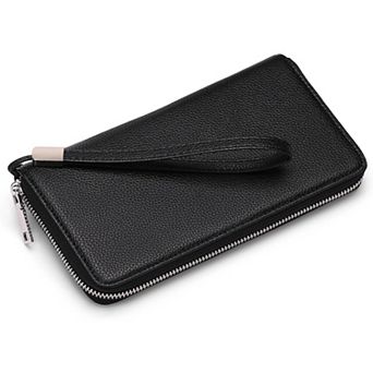 PU Leather RFID Blocking Wallet with 16 Card Slots & Wristlet