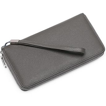 PU Leather RFID Blocking Wallet with 16 Card Slots & Wristlet