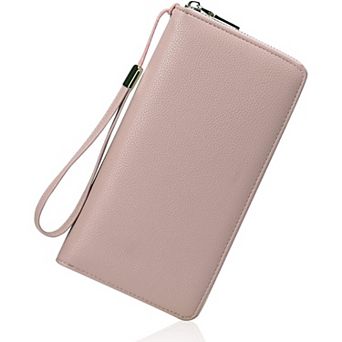 PU Leather RFID Blocking Wallet with 16 Card Slots & Wristlet