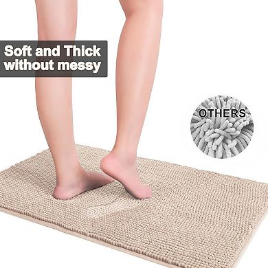 Bathroom Rugs Set - 3 Pieces Ultra Soft Non-Slip Bath Mats, Chenille Absorbent Bath Rugs