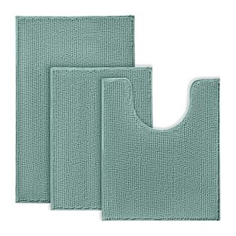 Bathroom Rugs Set - 3 pc Ultra Soft Non-Slip Bath Mats, Chenille Absorbent Bath Rugs