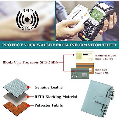 RFID Blocking Leather Wallet for Women - Compact, Stylish, & Secure