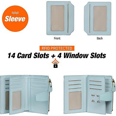 RFID Blocking Leather Wallet for Women - Compact, Stylish, & Secure