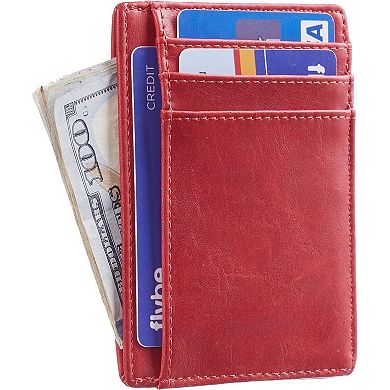 Slim RFID Blocking Wallet: 6 Card Slots, Lightweight, Handmade Leather