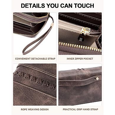 Women's Leather RFID Double Zipper Credit Card Holder