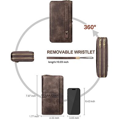 Women's Leather RFID Double Zipper Credit Card Holder