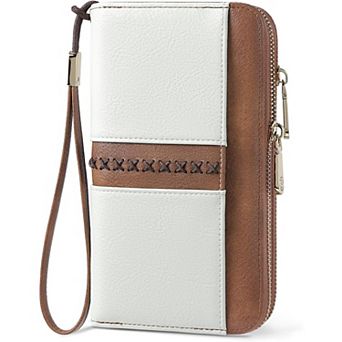 Women's Leather RFID Double Zipper Credit Card Holder