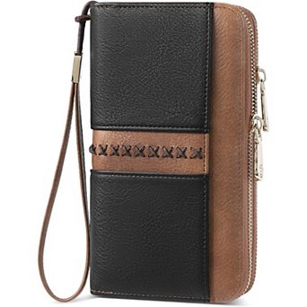 Women's Leather RFID Double Zipper Credit Card Holder