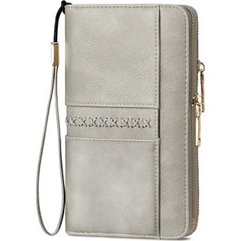 Women's Leather RFID Double Zipper Credit Card Holder