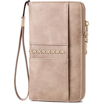 Women's Leather RFID Double Zipper Credit Card Holder