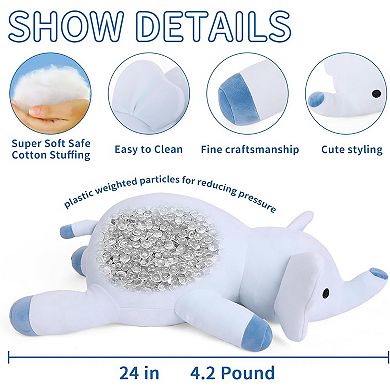 Weighted Elephant Stuffed Toy, 24" 4.2lbs, Soft, Comfortable, Ideal for Sleep