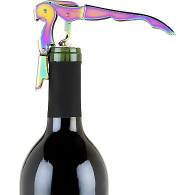 Stainless Steel Double Hinged Corkscrew with Iridescent Finish