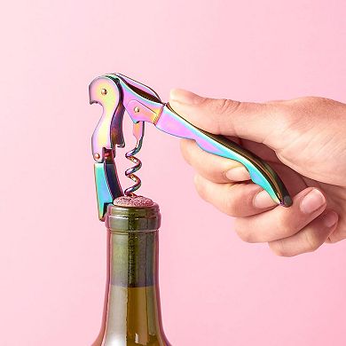 Stainless Steel Double Hinged Corkscrew with Iridescent Finish