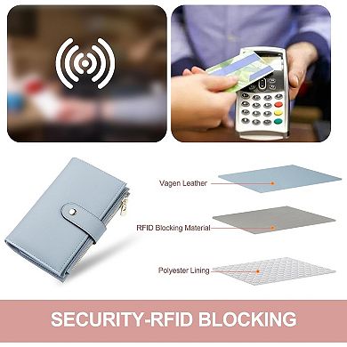 Women's RFID-Blocking Wallet with 10 Card Slots, ID Window, Coin Pocket, Passport Compartment
