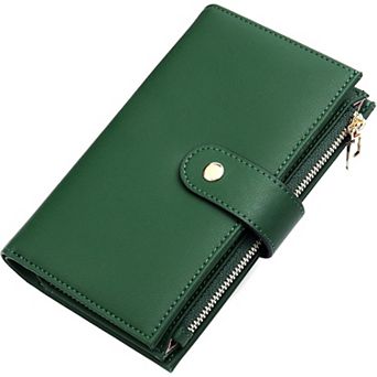 Women's RFID-Blocking Wallet with 10 Card Slots, ID Window, Coin Pocket, Passport Compartment